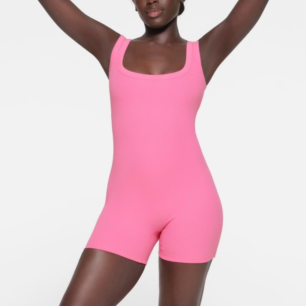 SKIMS Cotton Rib Onesie in Sugar Pink